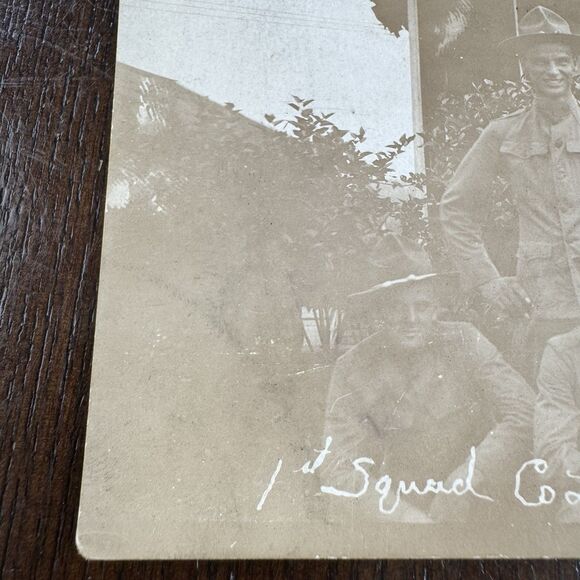 Real Photo Postcard Vintage Military Soldiers 1st Squad 5th Infantry Empire RPPC - Picture 7 of 7